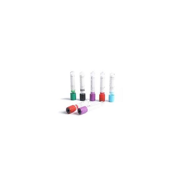 TUBE PRELEVEMENT ROUGE, BLEU CLAIRE, VERT, VIOLET , GRIS, JAUNE & NOIR